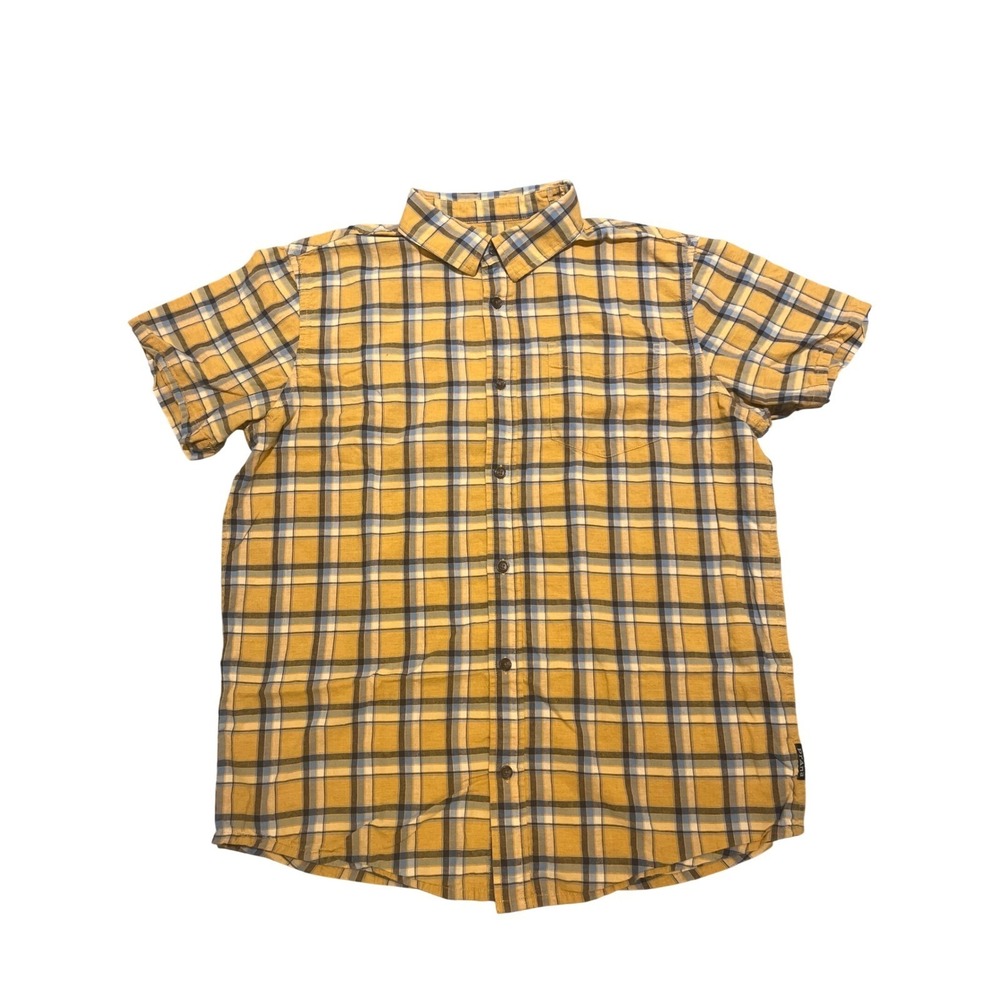 Prana Organic Cotton Plaid Short‎ Sleeve Button Up Shirt - Men's Medium Casual